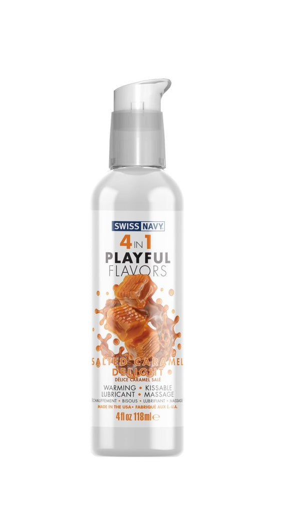 Swiss Navy 4 - in - 1 Playful Flavors - Salted Caramel Delight - 4 Fl. Oz. - TruLuv Novelties