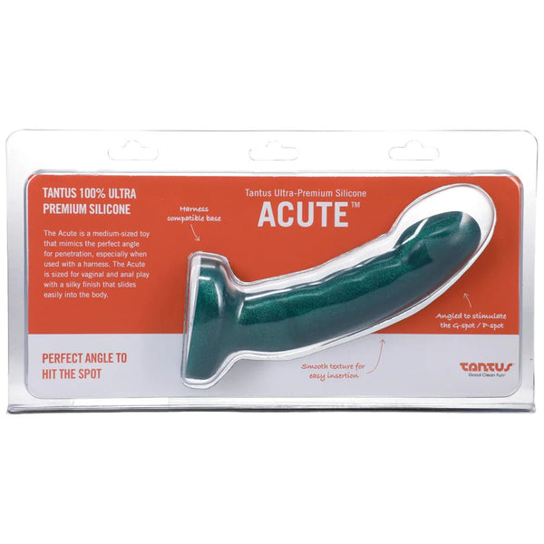 Tantus Acute 5.5 in. Curved Dildo Medium - Firm Emerald - TruLuv Novelties