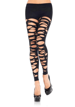 Tattered Footless Tights Black Os