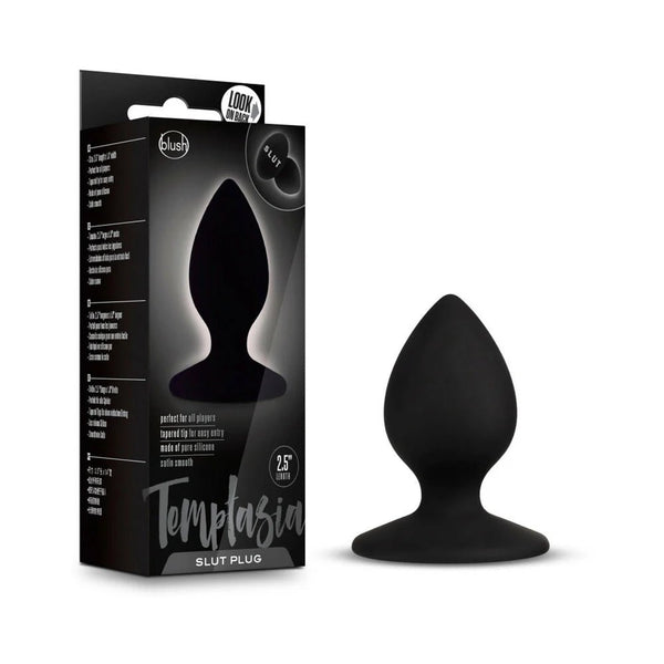 Temptasia 'Slut' Silicone Anal Plug Black - TruLuv Novelties