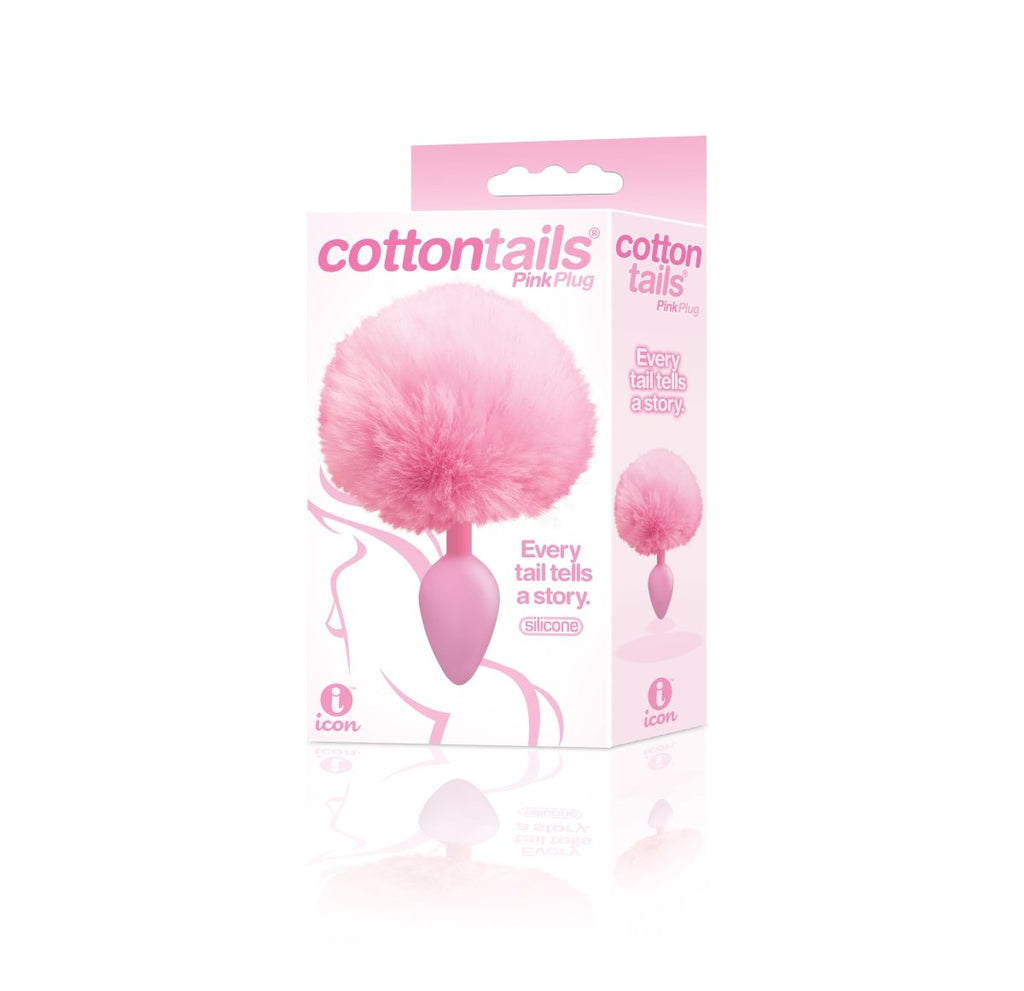 The 9&039;s Cottontails Silicone Bunny Tail Butt Plug - Pink - TruLuv Novelties