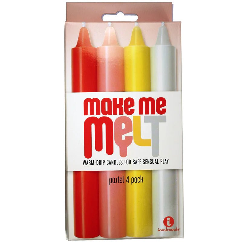 The 9's, Make Me Melt Sensual Warm - Drip Candles, 4 Pack, Pastel - TruLuv Novelties
