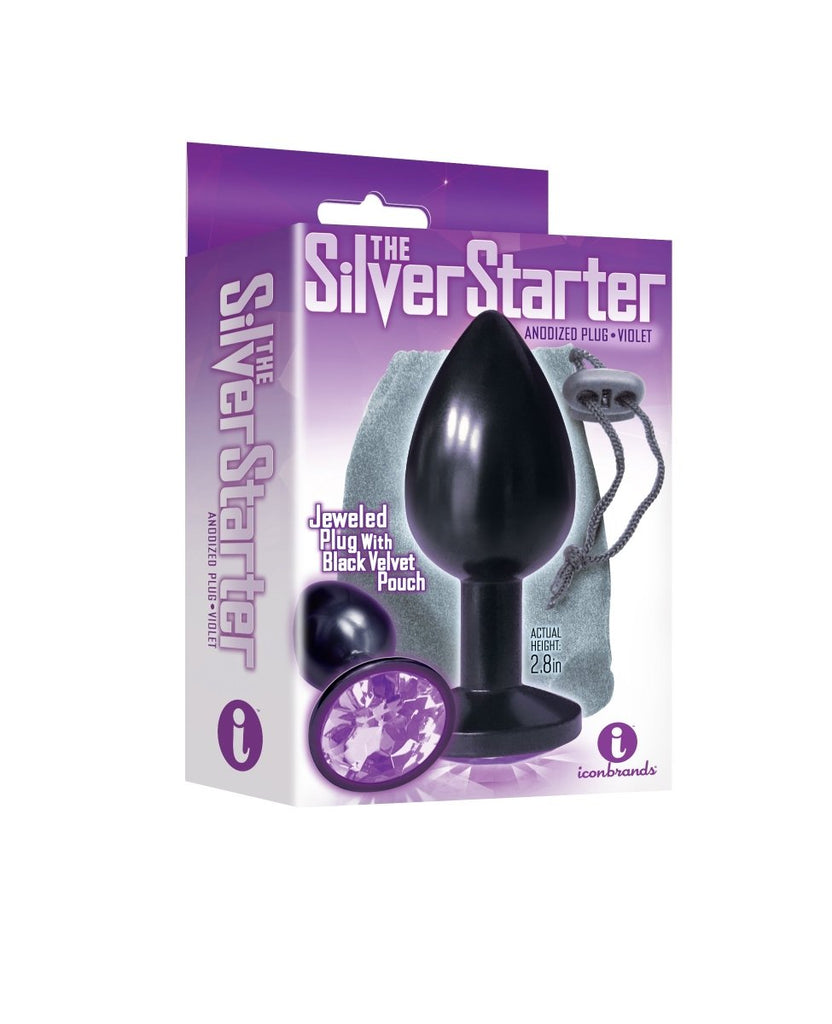 The 9's the Silver Starter Anodized Bejeweled Stainless Steel Plug - TruLuv Novelties