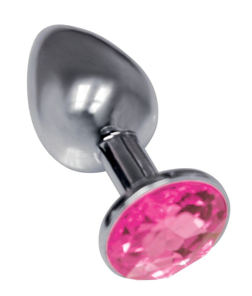 The 9's the Silver Starter Bejeweled Stainless Steel Plug - Pink - TruLuv Novelties