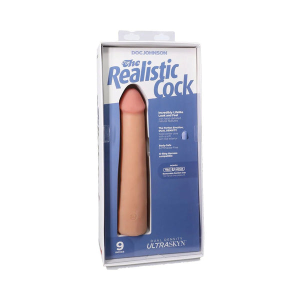The Realistic Cock 9 in. ULTRASKYN Vac - U - Lock Dildo Vanilla - TruLuv Novelties