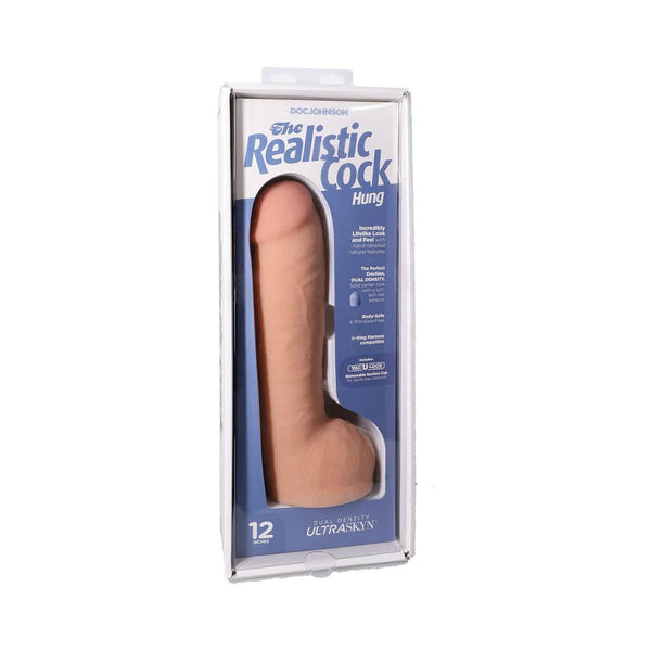 The Realistic Cock Hung 12 in. ULTRASKYN Vac - U - Lock Dildo Vanilla - TruLuv Novelties