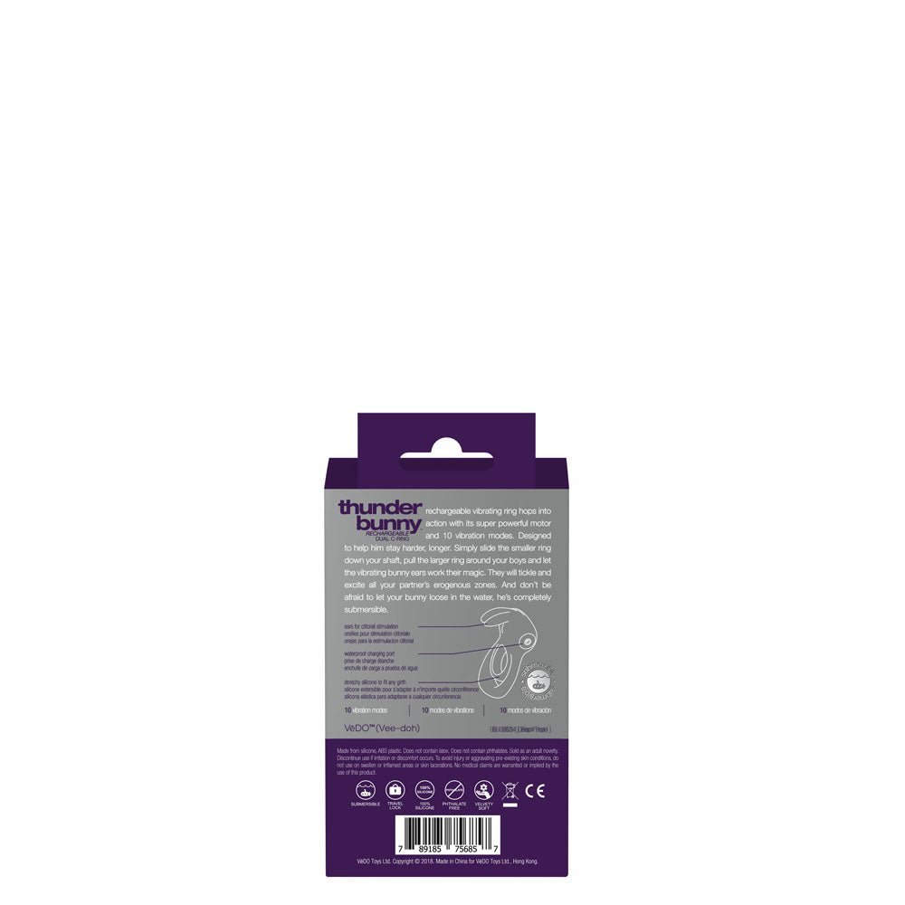 Thunder Bunny Rechargeable Dual Ring - Perfectly Purple - TruLuv Novelties