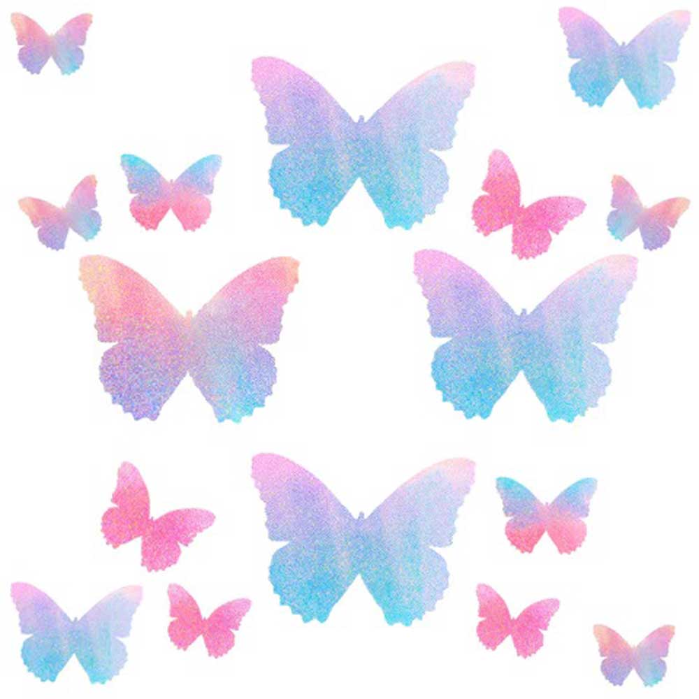 Tinky's Revenge Pink and Blue Holographic Blacklight Butterfly Nipple Sticker Crop Top - TruLuv Novelties