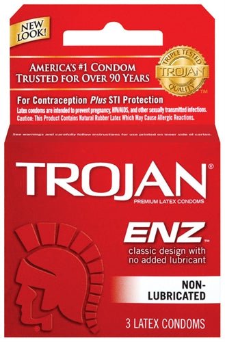 Trojan Enz Non-Lubricated Condoms - Pack - TruLuv Novelties