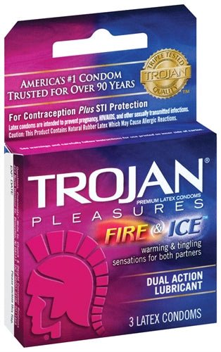 Trojan Fire and Ice Dual Action Lubricated Condoms - 3 Pack - TruLuv Novelties
