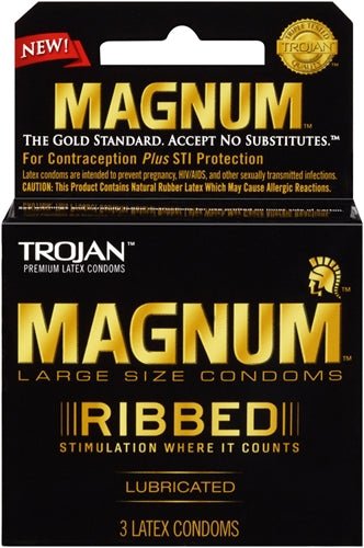 Trojan Magnum Ribbed - 3 Pack - TruLuv Novelties