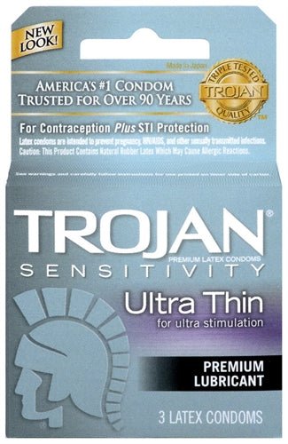 Trojan Sensitivity Ultra Thin Lubricated Condoms - Pack - TruLuv Novelties