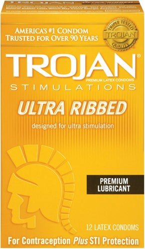 Trojan Stimulations Ulta Ribbed - 12 Pack - TruLuv Novelties