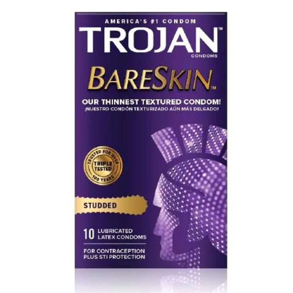 Trojan Studded Bareskin Condoms (10) - TruLuv Novelties
