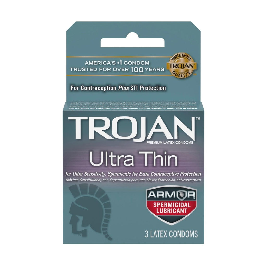 Trojan Ultra Thin Armor Spermicidal Condoms - 3 Pack - TruLuv Novelties
