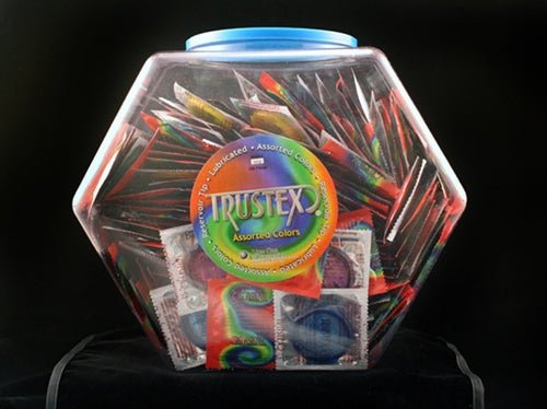 Trustex Assorted Colors Lubricated Condoms - 288 Piece Fishbowl - TruLuv Novelties