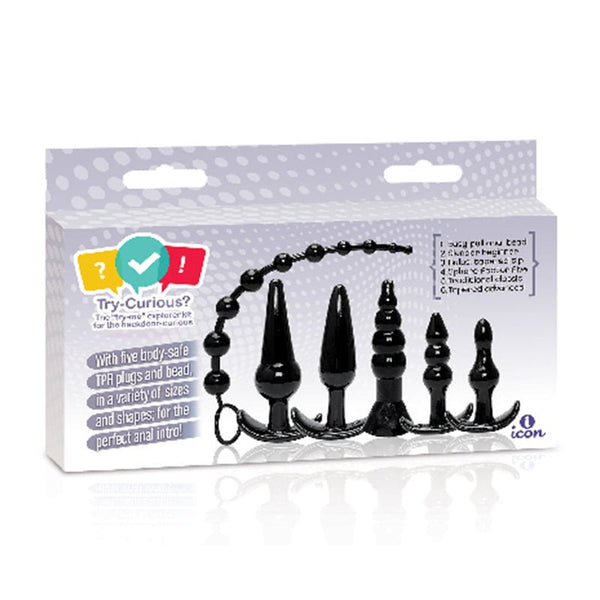 Try-Curious Anal Plug Kit Black - TruLuv Novelties