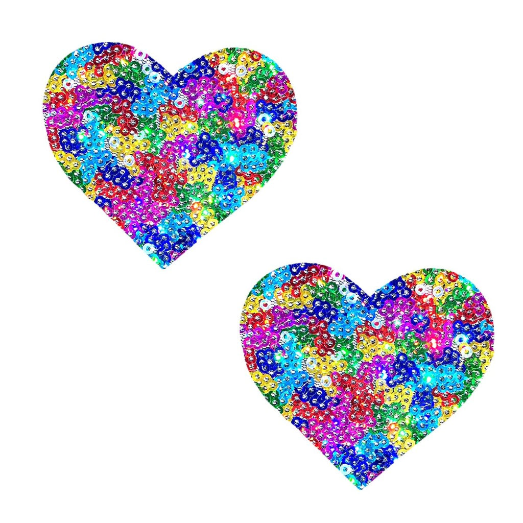 Unipoo Sparkle Sequin Multicolor I Heart U Nipztix Pasties - TruLuv Novelties