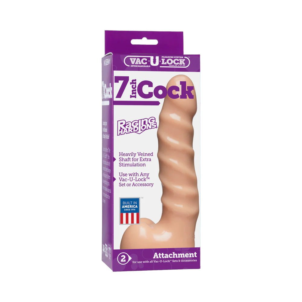 Vac - U - Lock - 7 Inch Cock - Raging Hard - Ons White - TruLuv Novelties