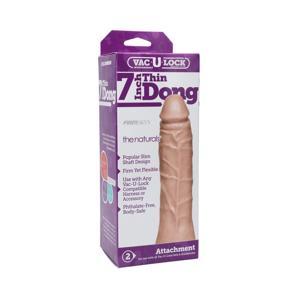 Vac - U - Lock - 7 Inch Thin Dong - The Naturals White - TruLuv Novelties