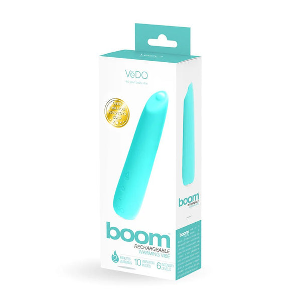 VeDO Boom Rechargeable Warming Silicone Slimline Vibrator Turquoise - TruLuv Novelties
