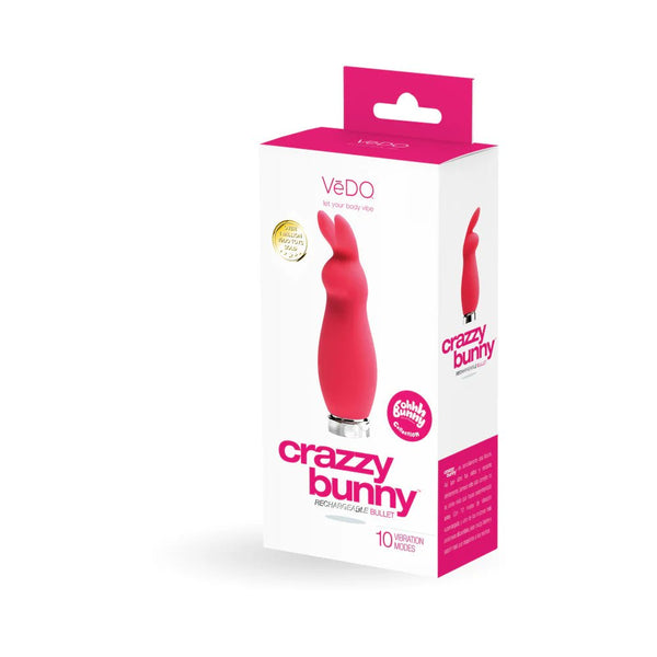 VeDO Crazzy Bunny Rechargeable Mini Vibe - Pretty In Pink - TruLuv Novelties