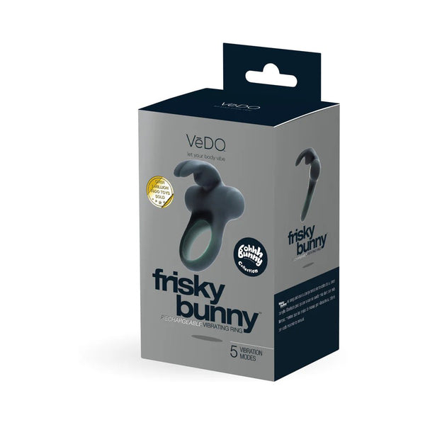 VeDO Frisky Bunny Rechargeable Vibrating Ring - Black Pearl - TruLuv Novelties