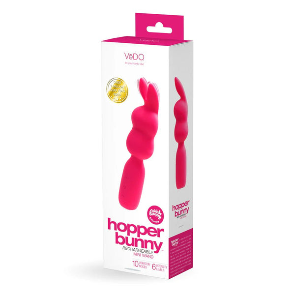 VeDO Hopper Bunny Rechargeable Silicone Mini Wand Vibrator Pink - TruLuv Novelties