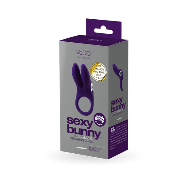 VeDO Sexy Bunny Rechargeable Vibrating C - Ring Deep Purple - TruLuv Novelties
