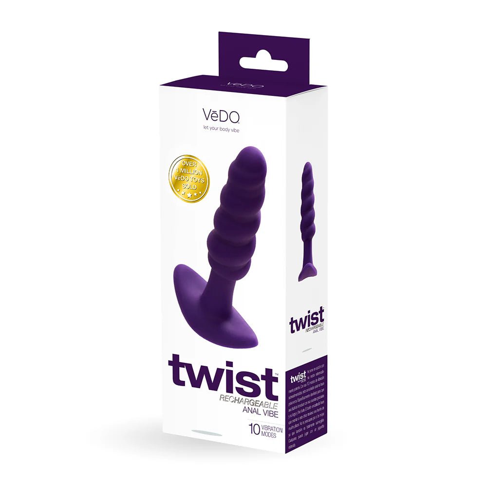 VeDO Twist Rechargeable Silicone Vibrating Anal Plug Purple - TruLuv Novelties