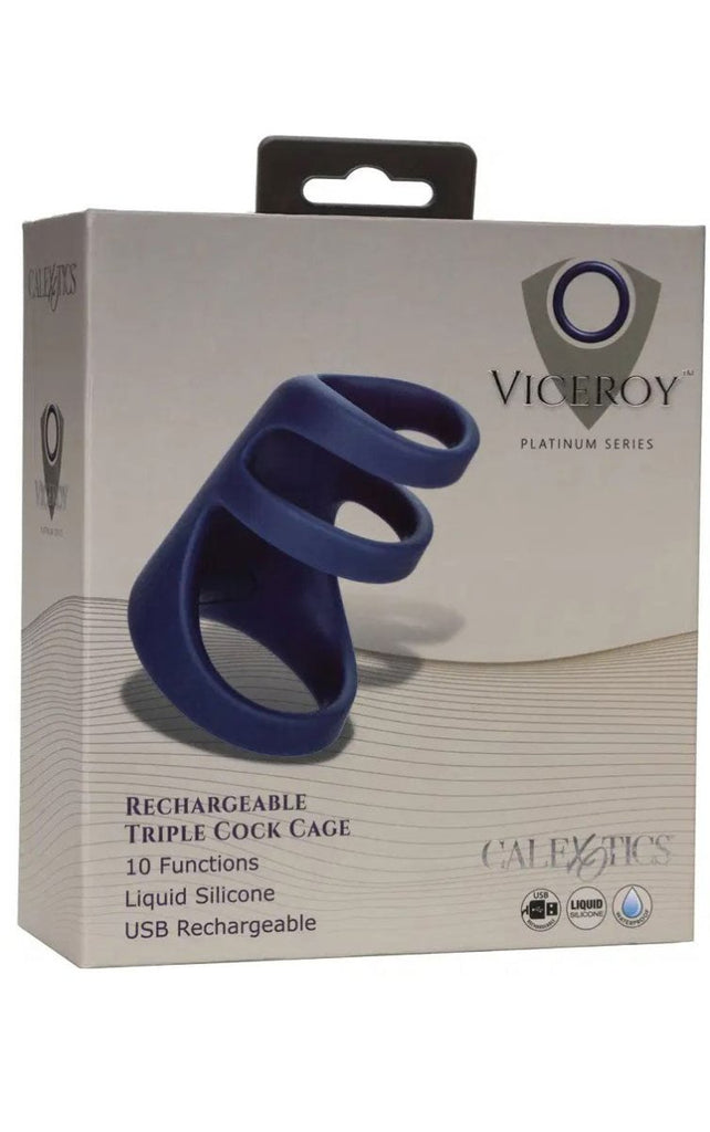 Viceroy Rechargeable Triple Cock Cage - Blue - TruLuv Novelties