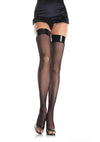 Vinyl Top Fishnet Thigh Highs - One Size - Black - TruLuv Novelties