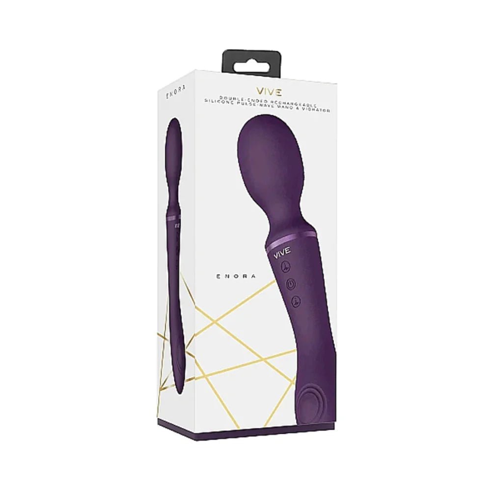 VIVE ENORA Rechargeable Dual - Ended Silicone Pulse - Wave G - Spot & Wand Vibrator Purple - TruLuv Novelties