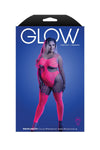 Wavelength Cutout Rhinestone Teddy Bodystocking - Queen - Neon Pink - TruLuv Novelties