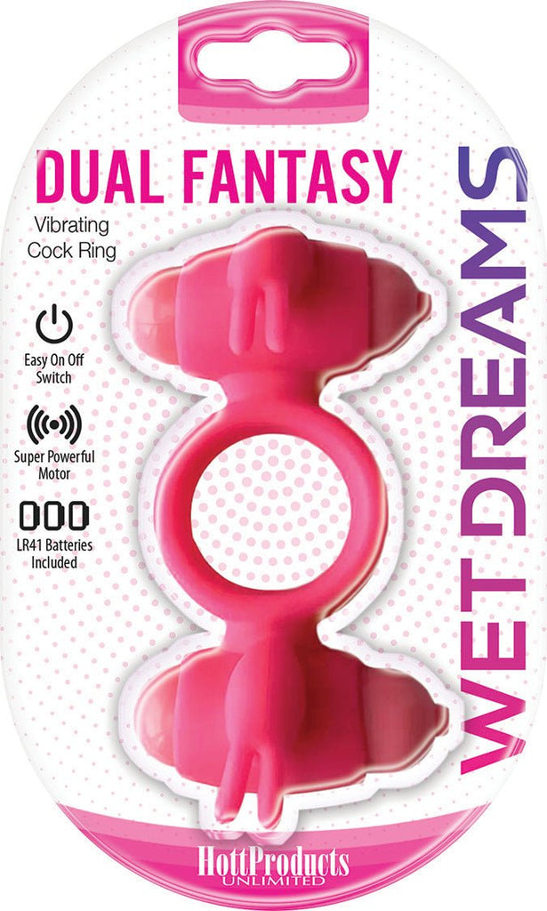 Wet Dreams - Dual Fantasy Cock Ring With Turbo Motors - Pink - TruLuv Novelties