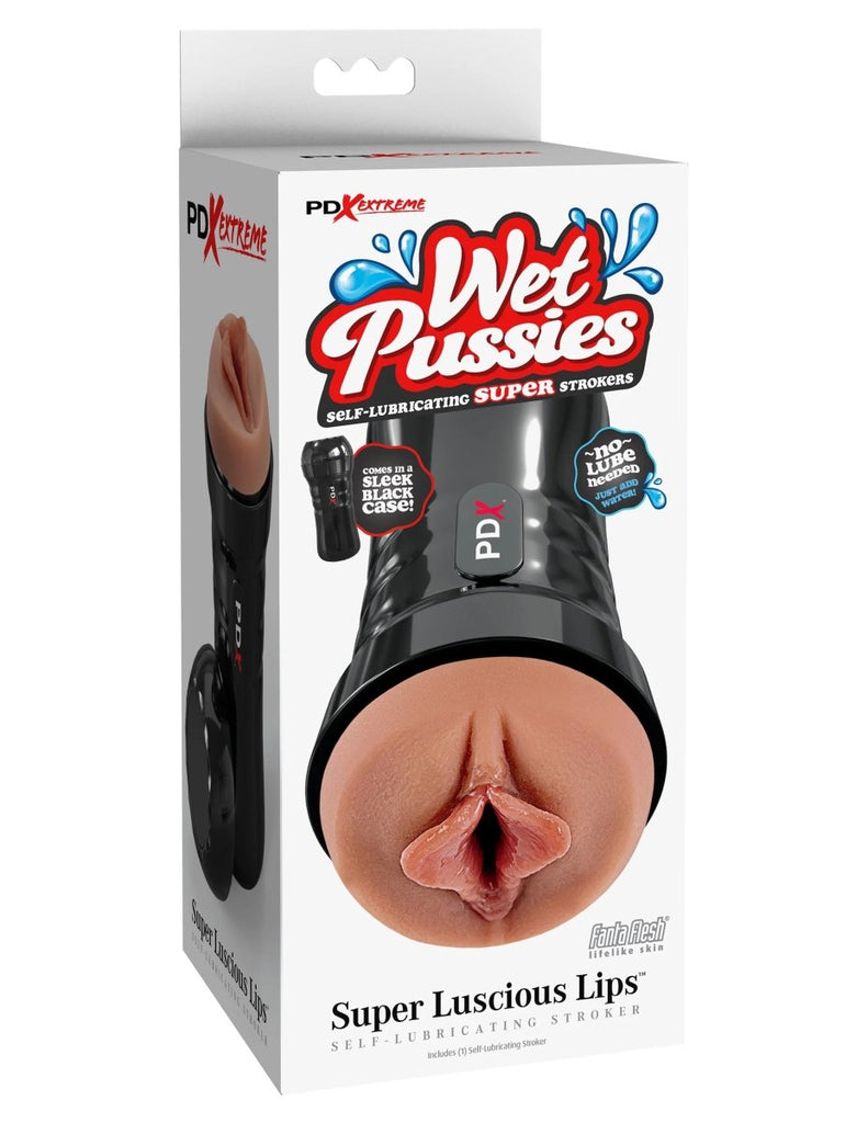 Wet Pussies - Super Luscious Lips Self Lubricating Stroker - Brown - TruLuv Novelties